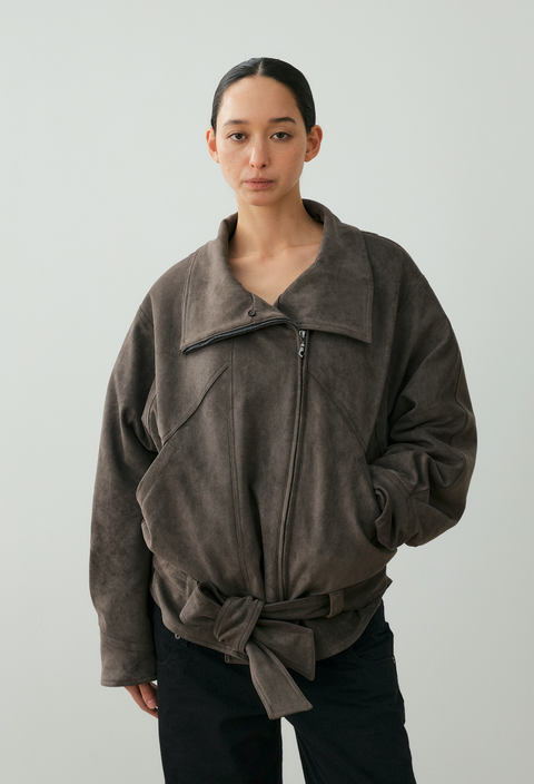 NULL NONE FAUX SUEDE FUR COLLAR PARKA