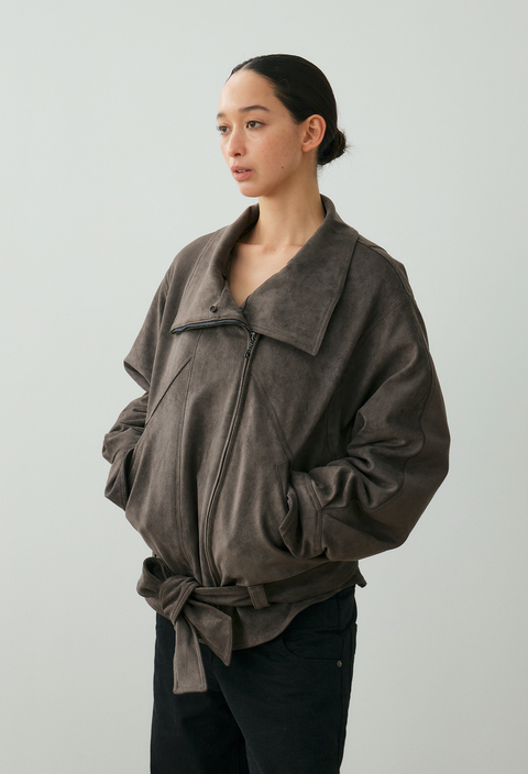 NULL NONE FAUX SUEDE FUR COLLAR PARKA