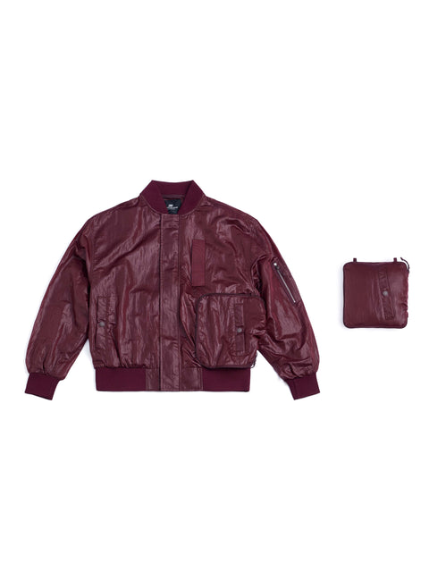 MOUNTAIN FEVER PACKABLE METALLIC NYLON MA-1 JACKET
