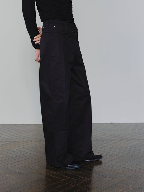 SAIRENSSEI WIDE-BELT PLEATED PANTS