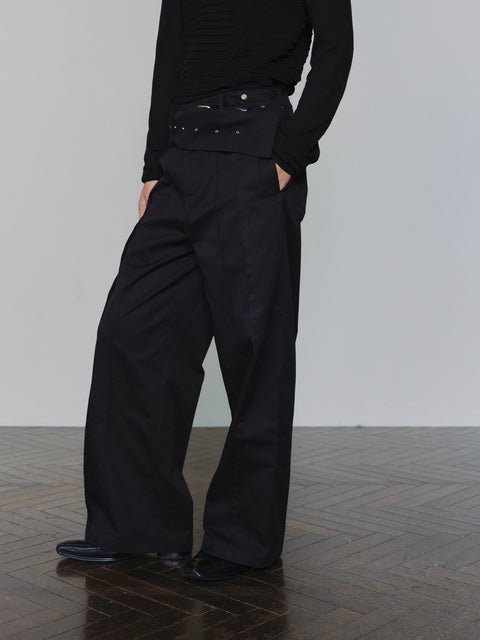 SAIRENSSEI WIDE-BELT PLEATED PANTS