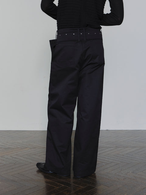 SAIRENSSEI WIDE-BELT PLEATED PANTS