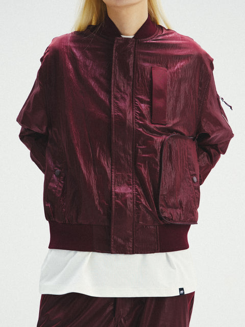 MOUNTAIN FEVER PACKABLE METALLIC NYLON MA-1 JACKET