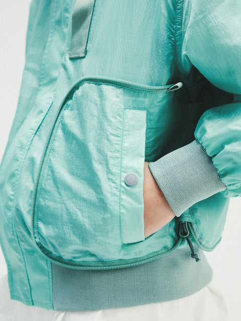 MOUNTAIN FEVER PACKABLE METALLIC NYLON MA-1 JACKET
