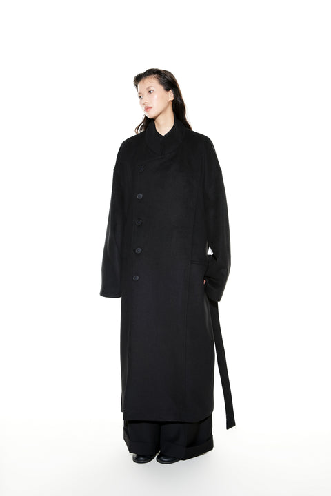 VAPOURBLUE WOOL STAND COLLAR COAT