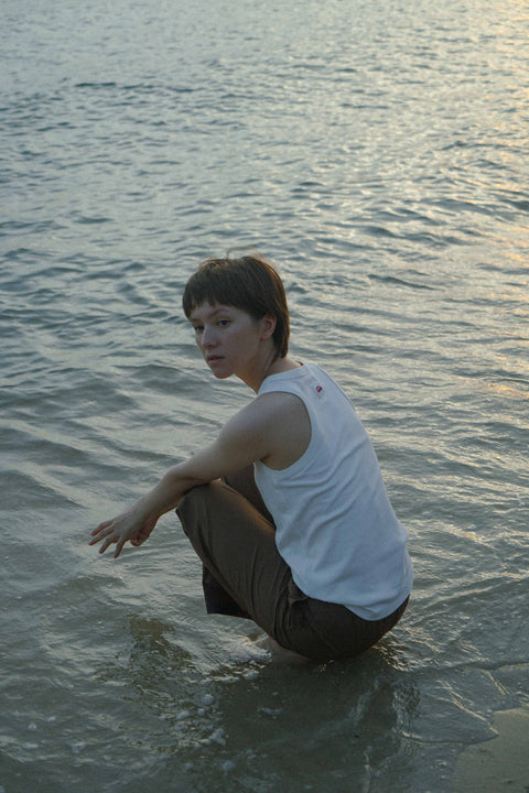 TRIPPIN WHITE KNITTED TANK TOP