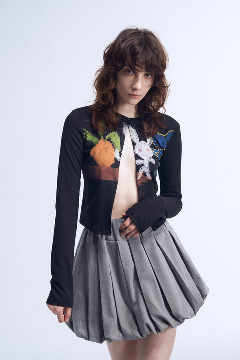 COSMOS WAVEYU BUNNY PRINTED CARDIGAN