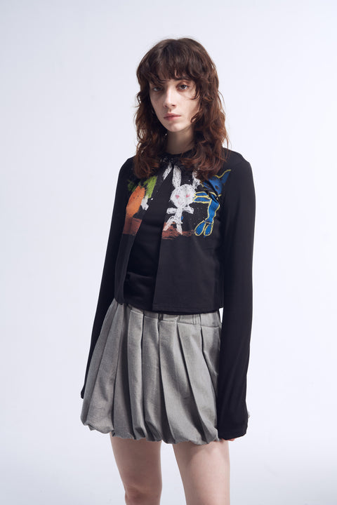 COSMOS WAVEYU BUNNY PRINTED CARDIGAN