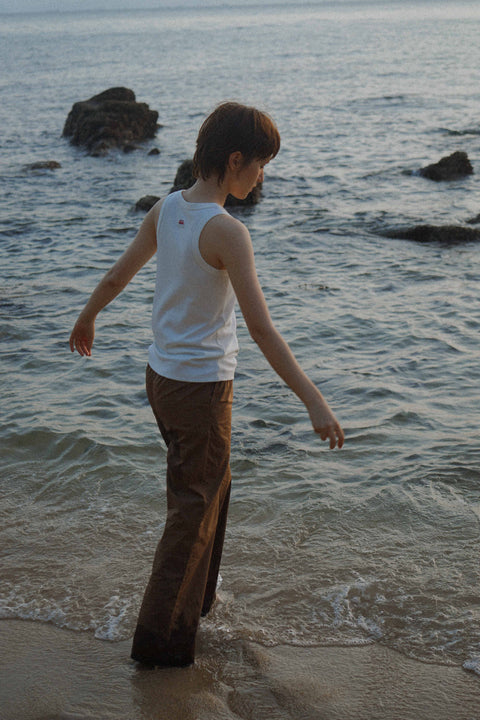 TRIPPIN WHITE KNITTED TANK TOP