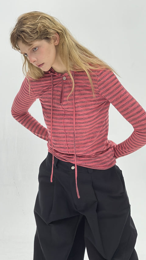 COSMOS WAVEYU STRIPED HOODED SHIRT