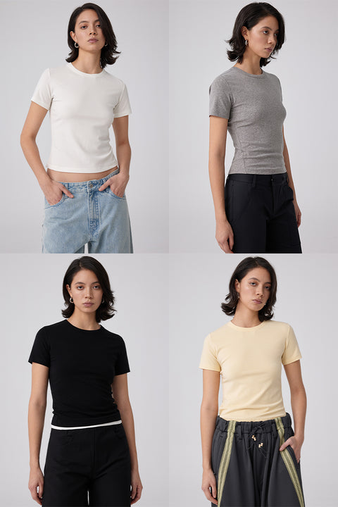 SIMPLE PROJECT FIT WOOL T-SHIRT - WOMAN