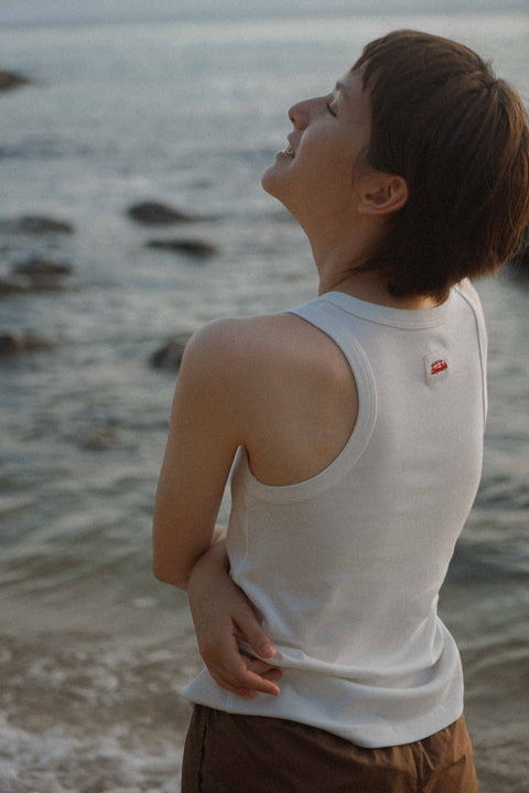 TRIPPIN WHITE KNITTED TANK TOP