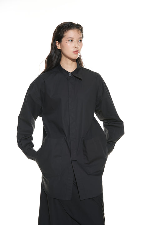 VAPOURBLUE ASYMMETRICAL COLLAR SHIRT