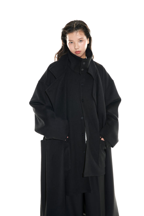 VAPOURBLUE WOOL STAND COLLAR COAT