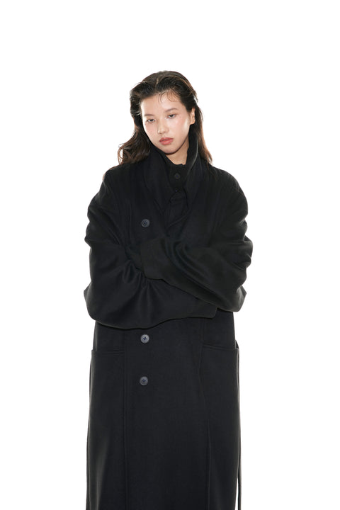 VAPOURBLUE WOOL STAND COLLAR COAT