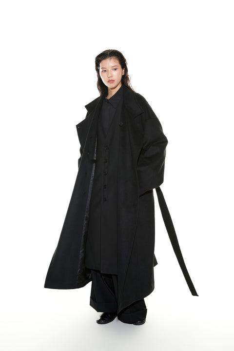 VAPOURBLUE WOOL STAND COLLAR COAT