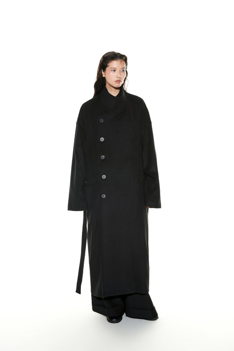 VAPOURBLUE WOOL STAND COLLAR COAT
