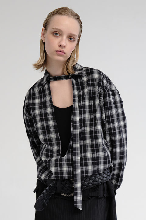 DOSORDONTS V-NECK PLAID SHIRT
