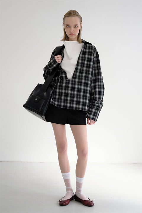 DOSORDONTS V-NECK PLAID SHIRT