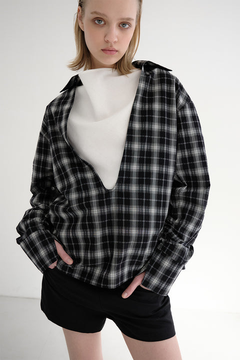DOSORDONTS V-NECK PLAID SHIRT