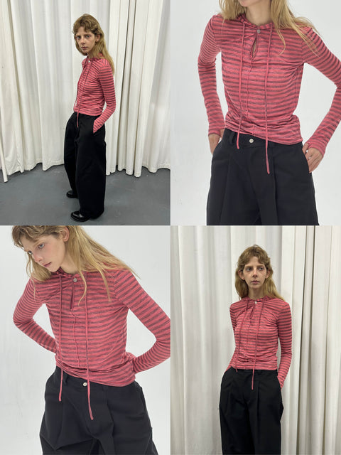 COSMOS WAVEYU STRIPED HOODED SHIRT