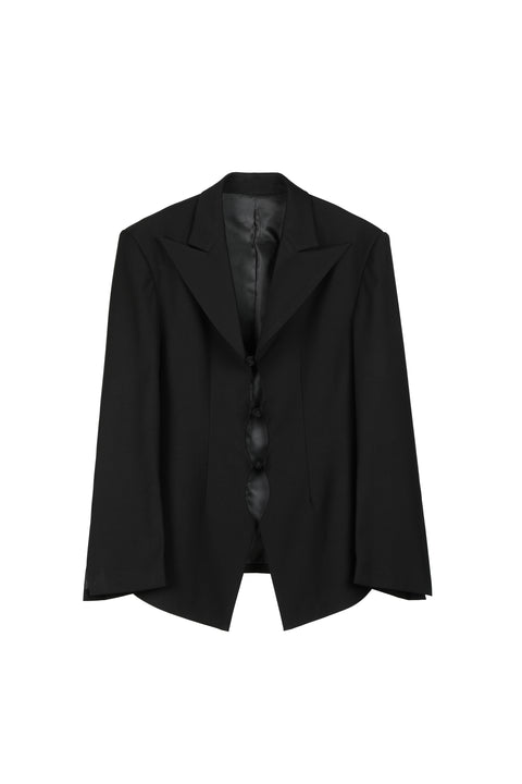 VAPOURBLUE BLACK CUTOFF CHINESE BLAZER