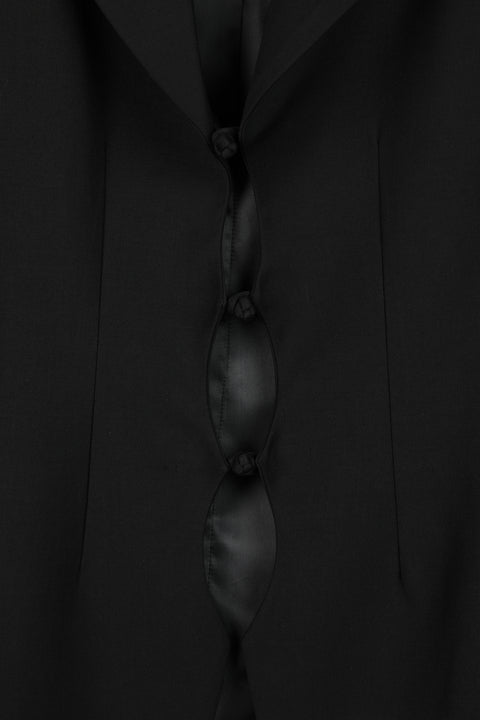 VAPOURBLUE BLACK CUTOFF CHINESE BLAZER