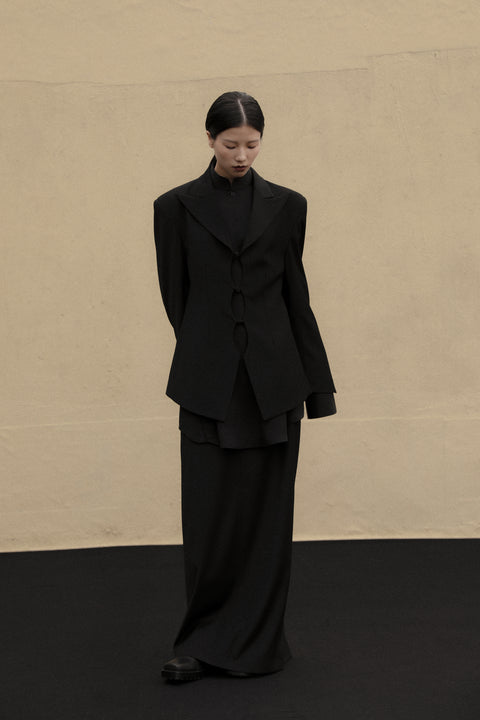 VAPOURBLUE BLACK CUTOFF CHINESE BLAZER