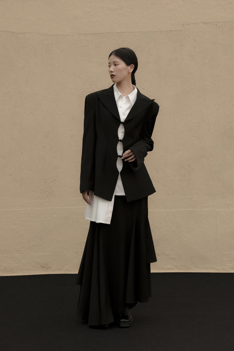 VAPOURBLUE BLACK CUTOFF CHINESE BLAZER