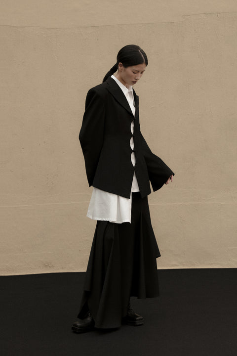 VAPOURBLUE BLACK CUTOFF CHINESE BLAZER