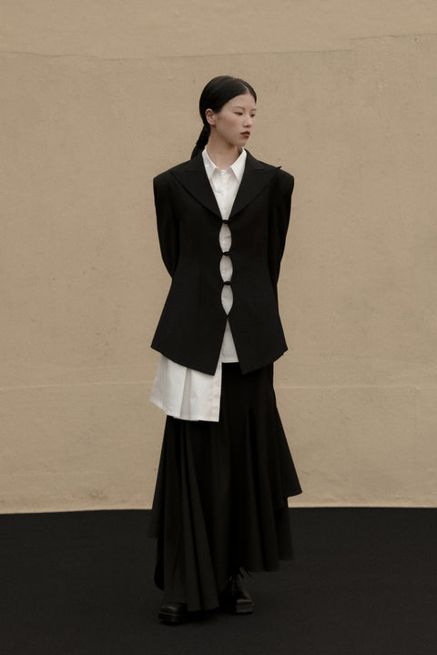 VAPOURBLUE BLACK CUTOFF CHINESE BLAZER