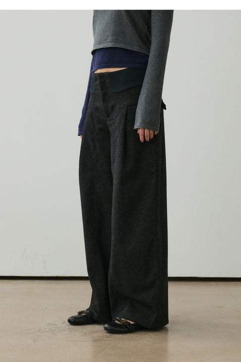 NULL NONE WOOL BLEND WIDE-LEG TROUSERS