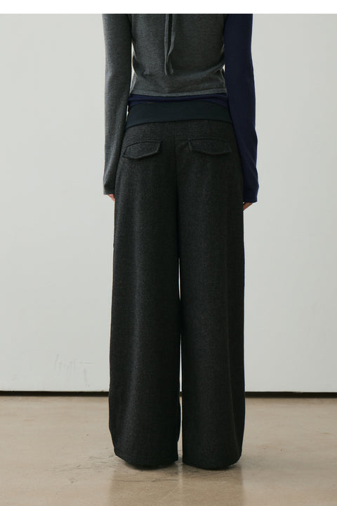 NULL NONE WOOL BLEND WIDE-LEG TROUSERS