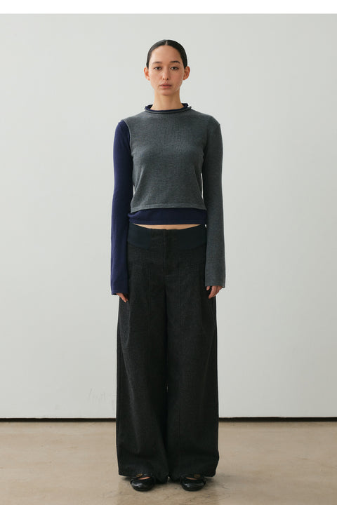 NULL NONE WOOL BLEND WIDE-LEG TROUSERS