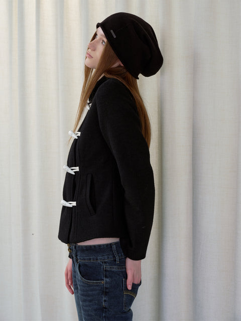 ROSE FOSSIL HORN TOGGLE CROPPED WOOL COAT