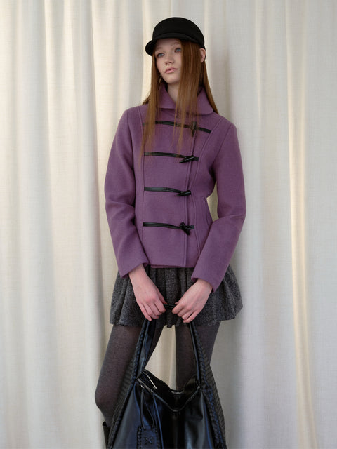 ROSE FOSSIL HORN TOGGLE CROPPED WOOL COAT