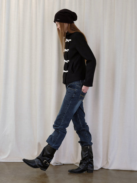 ROSE FOSSIL HORN TOGGLE CROPPED WOOL COAT