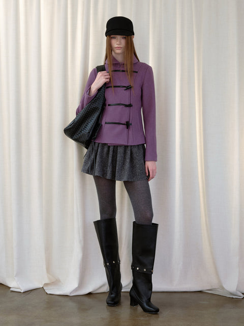 ROSE FOSSIL HORN TOGGLE CROPPED WOOL COAT