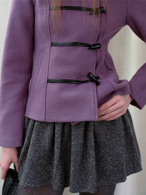 ROSE FOSSIL HORN TOGGLE CROPPED WOOL COAT