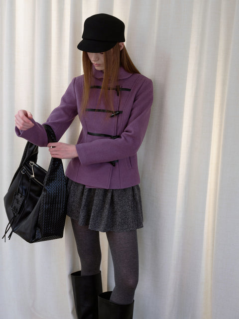 ROSE FOSSIL HORN TOGGLE CROPPED WOOL COAT