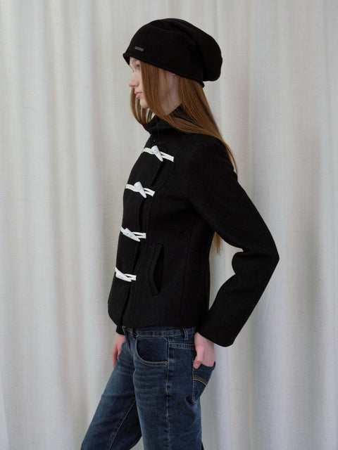 ROSE FOSSIL HORN TOGGLE CROPPED WOOL COAT