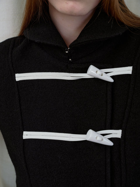 ROSE FOSSIL HORN TOGGLE CROPPED WOOL COAT