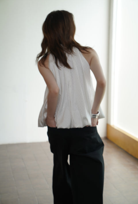 ROSE FOSSIL SHIMMER SLEEVELESS BLOUSON TOP