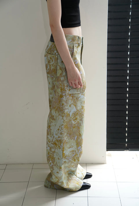 ROSE FOSSIL FLORAL PRINT LOOSE PANTS