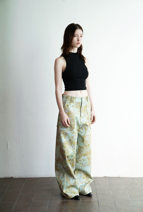 ROSE FOSSIL FLORAL PRINT LOOSE PANTS