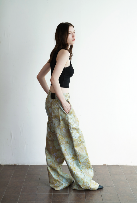 ROSE FOSSIL FLORAL PRINT LOOSE PANTS