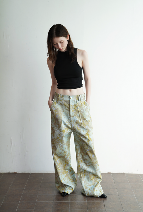 ROSE FOSSIL FLORAL PRINT LOOSE PANTS