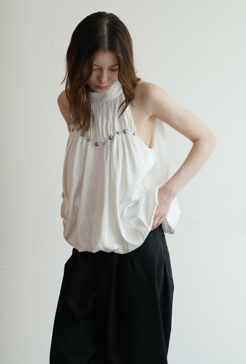 ROSE FOSSIL SHIMMER SLEEVELESS BLOUSON TOP