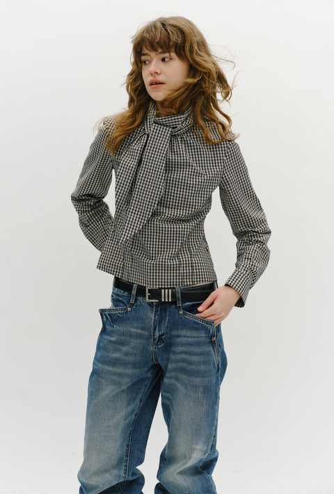 ROSE FOSSIL TIE-NECK SHIRT