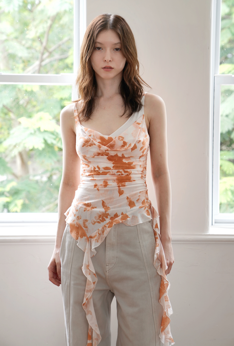 ROSE FOSSIL ASYMMETRICAL TWO-PIECE CAMISOLE TOP